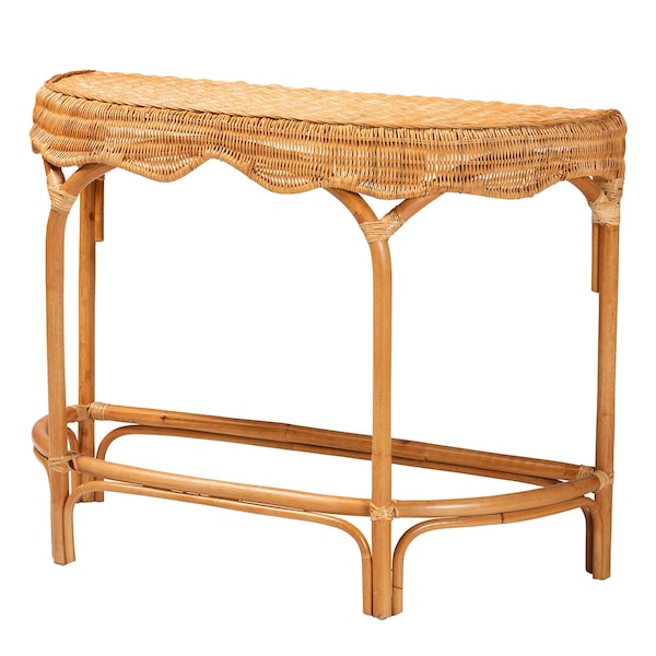 Bali & Pari Wakana Modern Bohemian Natural Brown Rattan Console Table - 241-13399-ZORO