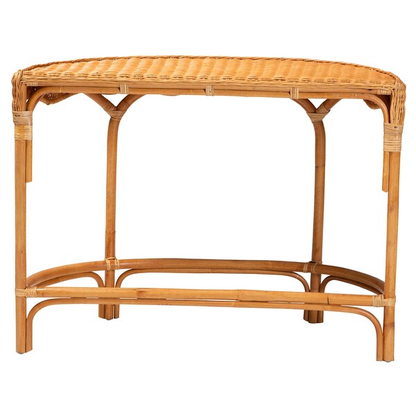 Bali & Pari Wakana Modern Bohemian Natural Brown Rattan Console Table - 241-13399-ZORO