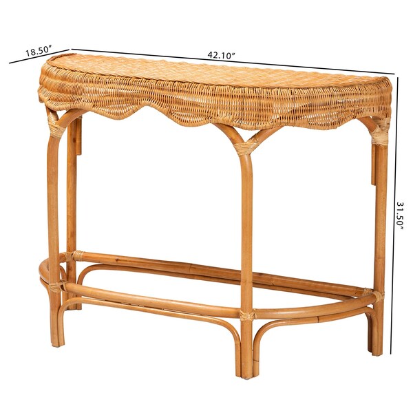 Bali & Pari Wakana Modern Bohemian Natural Brown Rattan Console Table - 241-13399-ZORO
