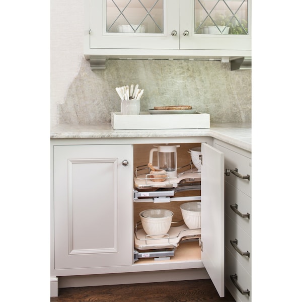 Rev-A-Shelf Steel, Natural, 39 in W, 24.44 in H, 21.75 in D, 21.75 in L, Light Brown - 5372-21-MP-L