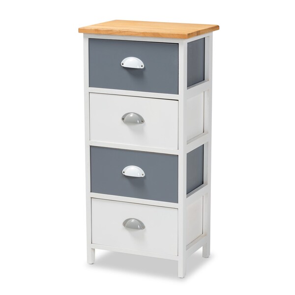 Baxton Studio Calandra ModernOak Brown and Multi-Colored Wood 4-Drawer Storage Unit - 199-12248-ZORO