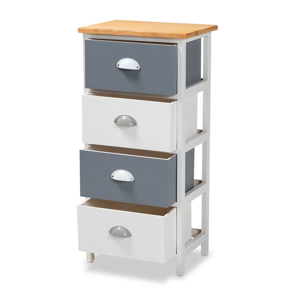 Baxton Studio Calandra ModernOak Brown and Multi-Colored Wood 4-Drawer Storage Unit - 199-12248-ZORO