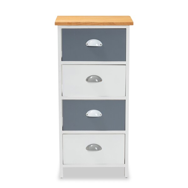 Baxton Studio Calandra ModernOak Brown and Multi-Colored Wood 4-Drawer Storage Unit - 199-12248-ZORO