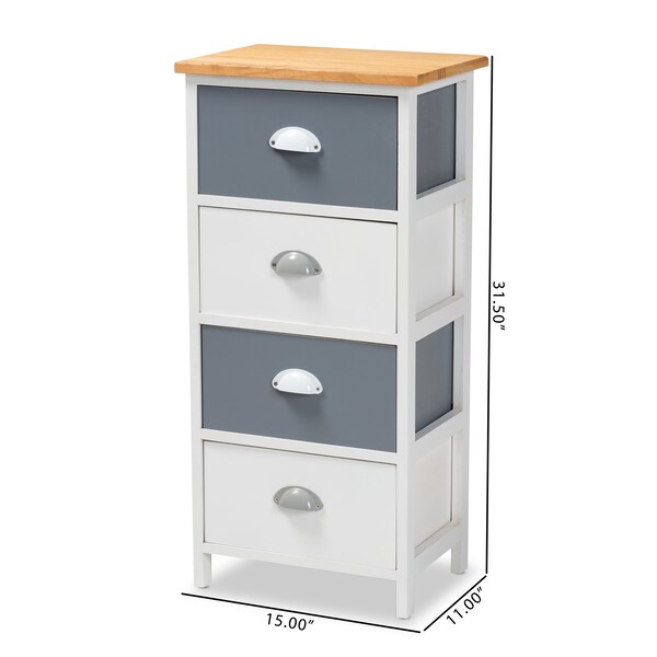 Baxton Studio Calandra ModernOak Brown and Multi-Colored Wood 4-Drawer Storage Unit - 199-12248-ZORO