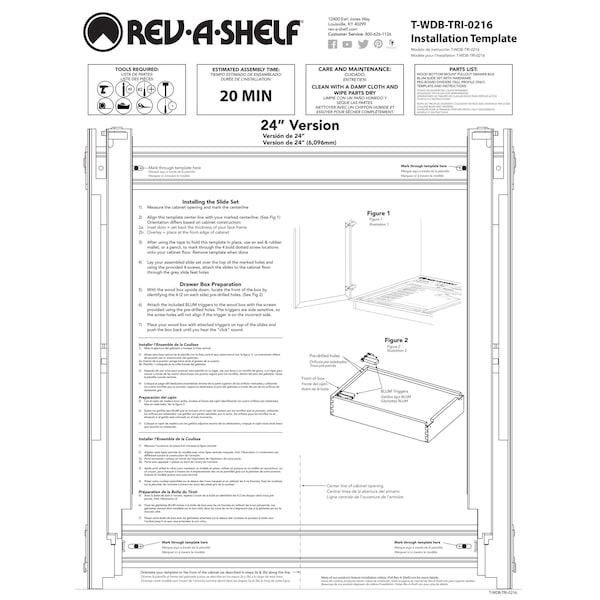 Rev-A-Shelf Maple Veneer, Light Brown, 20.06 in W, 4.85 in H, 21.65 in D, 21.65 in L, Light Brown - 4WDB4-24SC-1