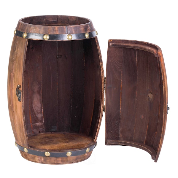 Vintiquewise Wooden Barrel Shaped Vintage Decorative Wine Storage Rack - QI003659