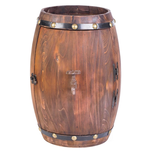 Vintiquewise Wooden Barrel Shaped Vintage Decorative Wine Storage Rack - QI003659