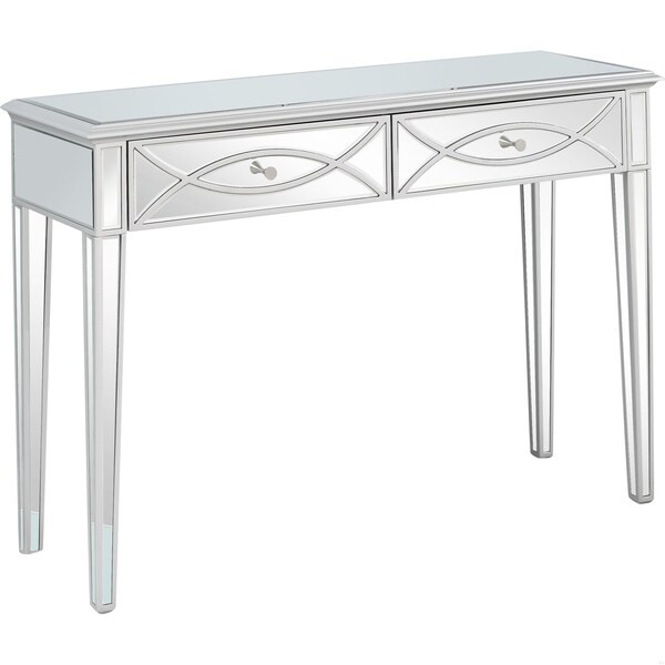 Homeroots 32 x 48 x 16 in. Silver Glass Mirror Console Table - 396824