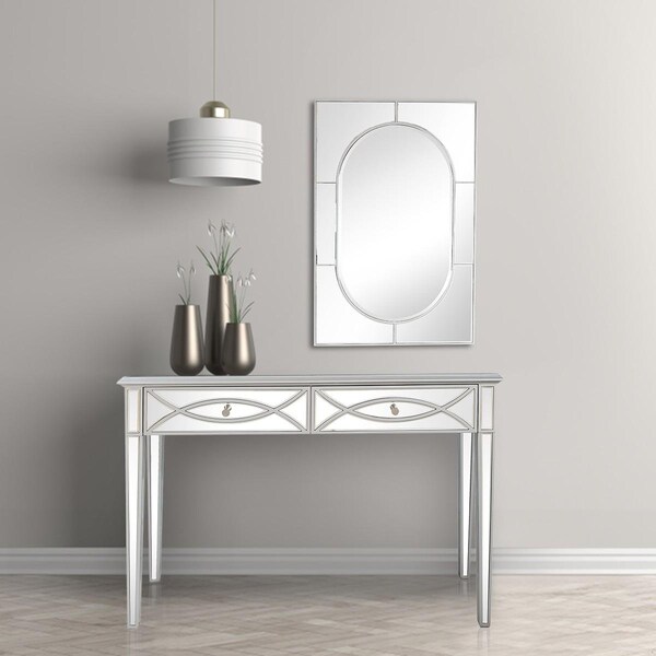 Homeroots 32 x 48 x 16 in. Silver Glass Mirror Console Table - 396824