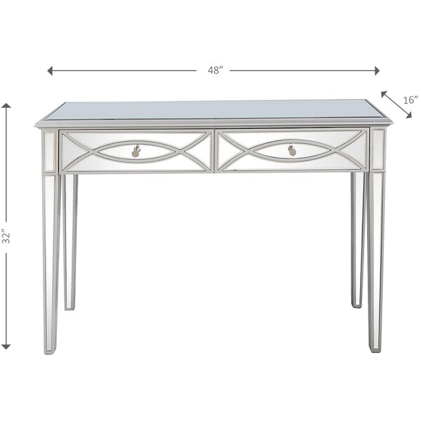 Homeroots 32 x 48 x 16 in. Silver Glass Mirror Console Table - 396824