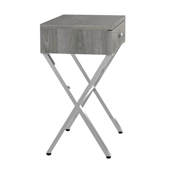 Homeroots 22.25 in. Dark Taupe Particle Board & Chrome Metal Accent Table - 333131