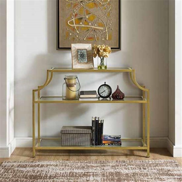 Crosley 32 x 43 x 12 in. Aimee Glass Console Table, Gold - CF1307-GL