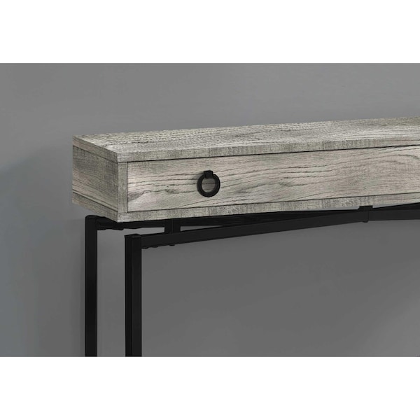 Homeroots 32.5 in. Grey Reclaimed Wood Particle Board Accent Table with Black Legs - 333210