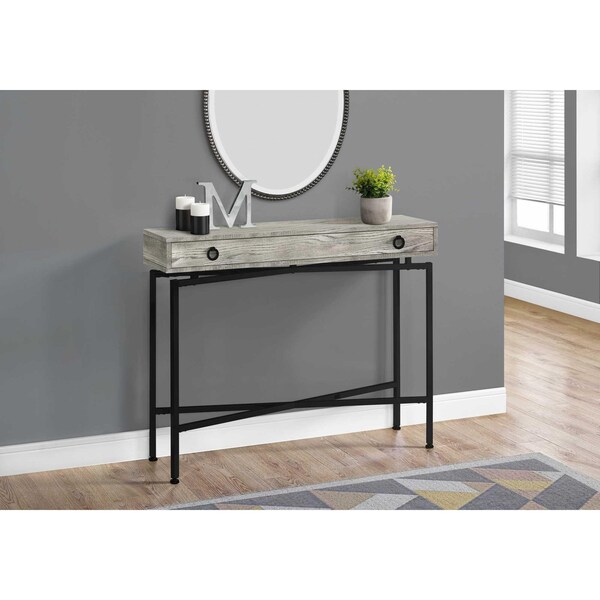 Homeroots 32.5 in. Grey Reclaimed Wood Particle Board Accent Table with Black Legs - 333210