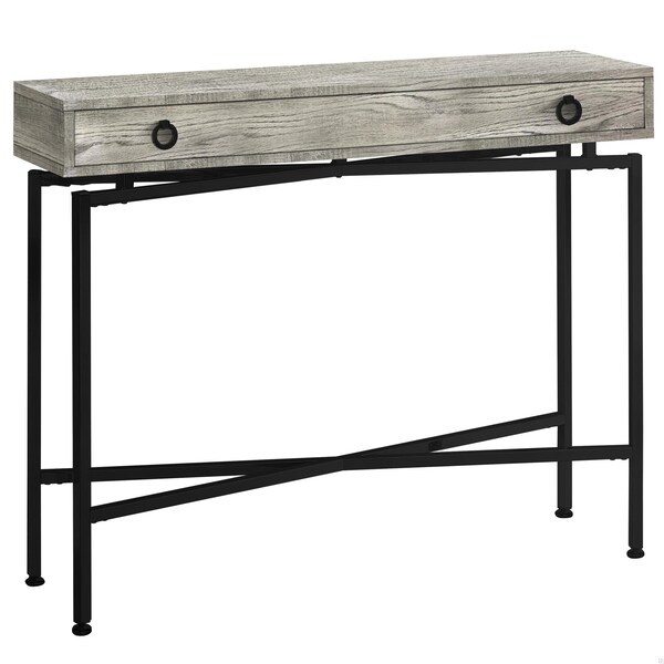 Homeroots 32.5 in. Grey Reclaimed Wood Particle Board Accent Table with Black Legs - 333210