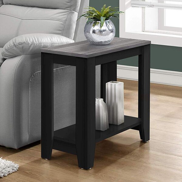 Homeroots 22 in. Black Particle Board & Grey Laminate Accent Table - 333047