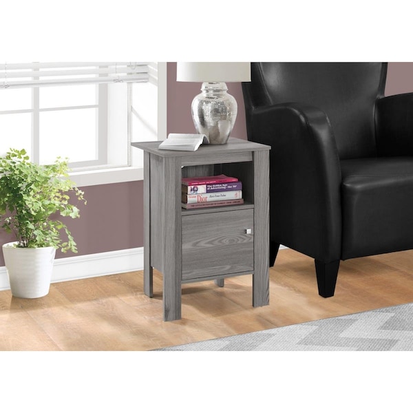 Homeroots Grey Night Stand Accent Table with Storage - 332737