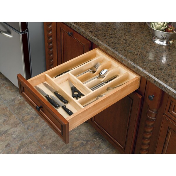 Rev-A-Shelf Drawer Insert, Maple Wood, Natural Maple, 14.63 in W, 2.38 in H, 22 in D - 4WCT-1SH