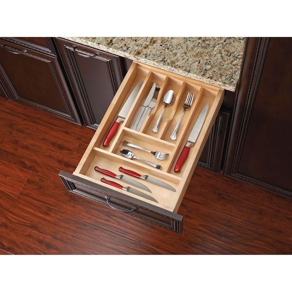 Rev-A-Shelf Drawer Insert, Maple Wood, Natural Maple, 14.63 in W, 2.38 in H, 22 in D - 4WCT-1SH