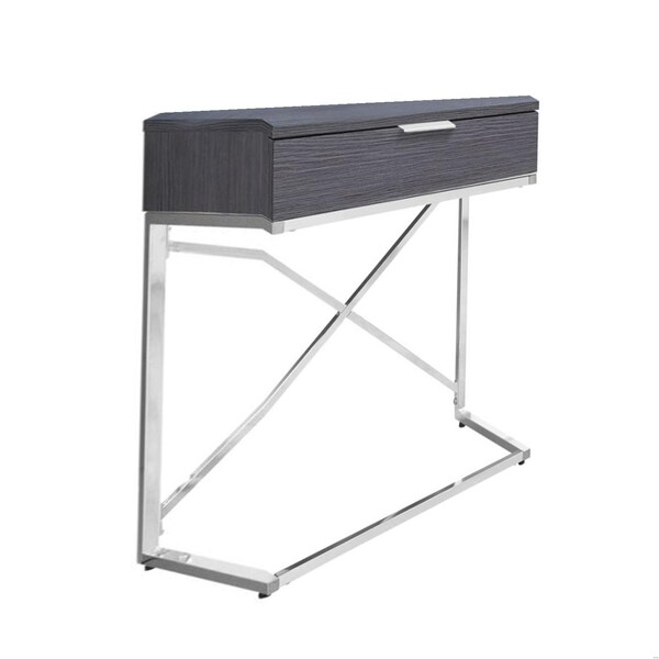 Homeroots 23.5 in. Grey Particle Board & Chrome Metal Accent Table - 333223
