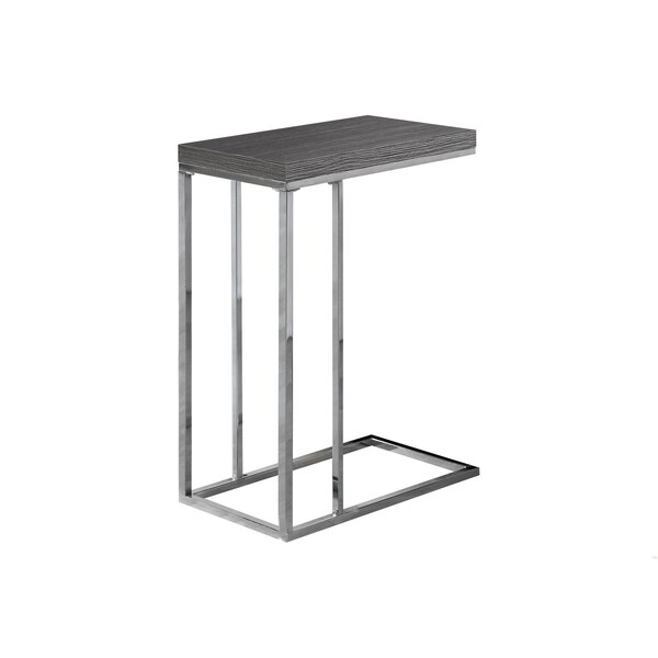 Homeroots 25.25 in. Grey Particle Board & Chrome Metal Accent Table - 333105