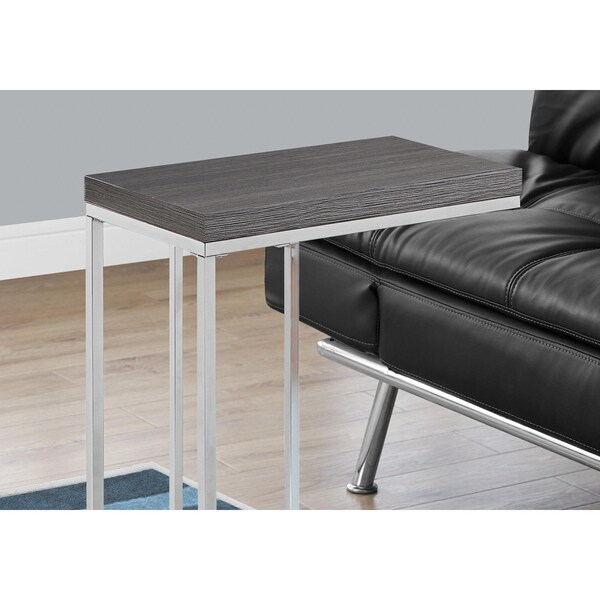 Homeroots 25.25 in. Grey Particle Board & Chrome Metal Accent Table - 333105