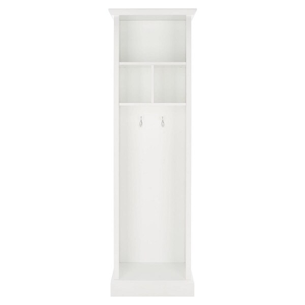 Safavieh 20 x 16 x 68 in. Layli 4-Shelf 2-Hook Top Storage Hall Tree, Antique White - ETG2100A