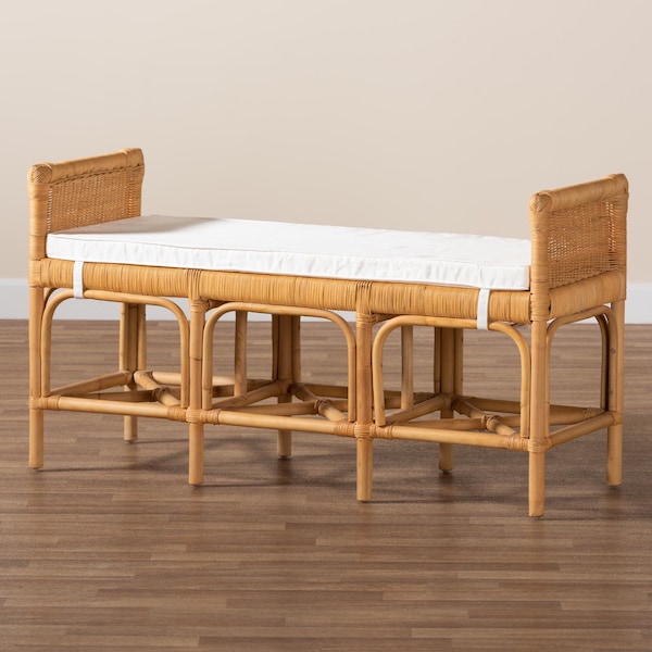 Baxton Studio Nairi Modern Bohemian Natural Brown Rattan Bench - 233-13163-ZORO