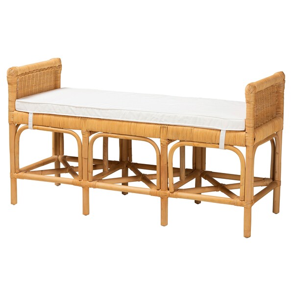 Baxton Studio Nairi Modern Bohemian Natural Brown Rattan Bench - 233-13163-ZORO