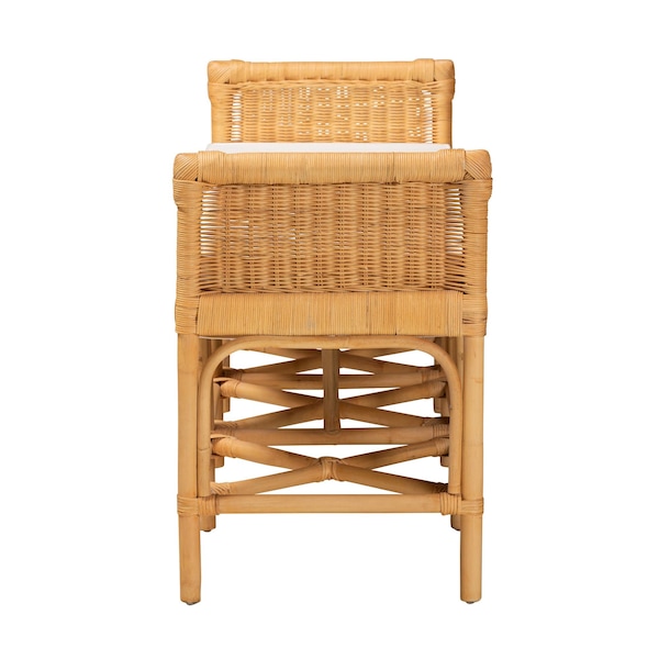 Baxton Studio Nairi Modern Bohemian Natural Brown Rattan Bench - 233-13163-ZORO