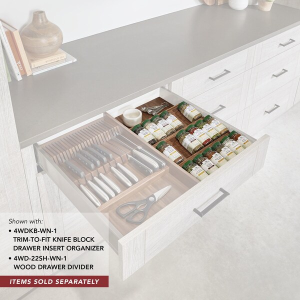Rev-A-Shelf Drawer Insert, Walnut Veneer, Dark Brown, 16 in W, 1.55 in H, 19.75 in D, 19.75 in L, Walnut - 4SDI-WN-18-1