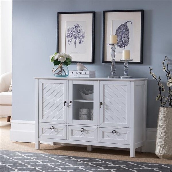 Hypersign Digital Signage Tristate Apartment Furnishres C1408 Chardonnay 3-Drawer Buffet - White; 31 x 45 x 15 in. - C1408