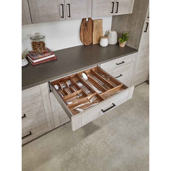 Rev-A-Shelf Drawer Insert, Walnut Veneer, Dark Brown, 21.13 in W, 2.38 in H, 22 in D, 22 in L, Dark Brown - 4WUT-WN-3SH
