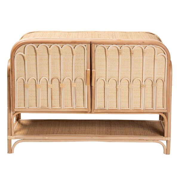 Bali & Pari Gitano Bohemian Natural Rattan 2-Door Storage Cabinet - 244-13708-ZORO