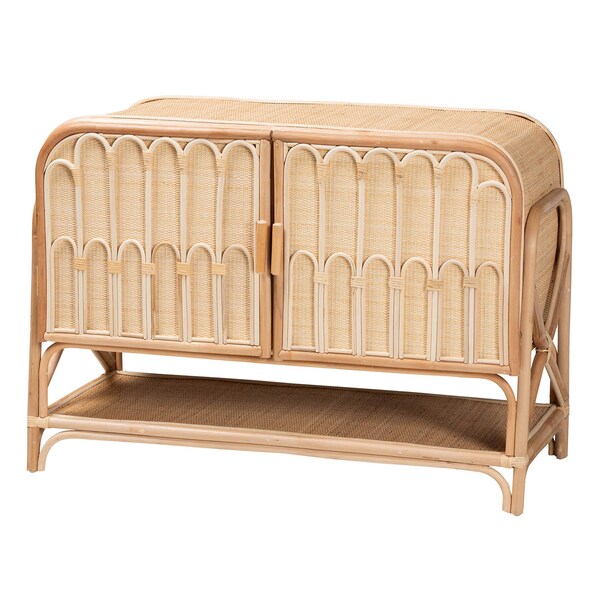 Bali & Pari Gitano Bohemian Natural Rattan 2-Door Storage Cabinet - 244-13708-ZORO