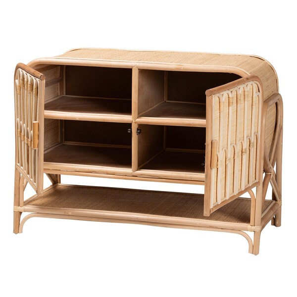 Bali & Pari Gitano Bohemian Natural Rattan 2-Door Storage Cabinet - 244-13708-ZORO