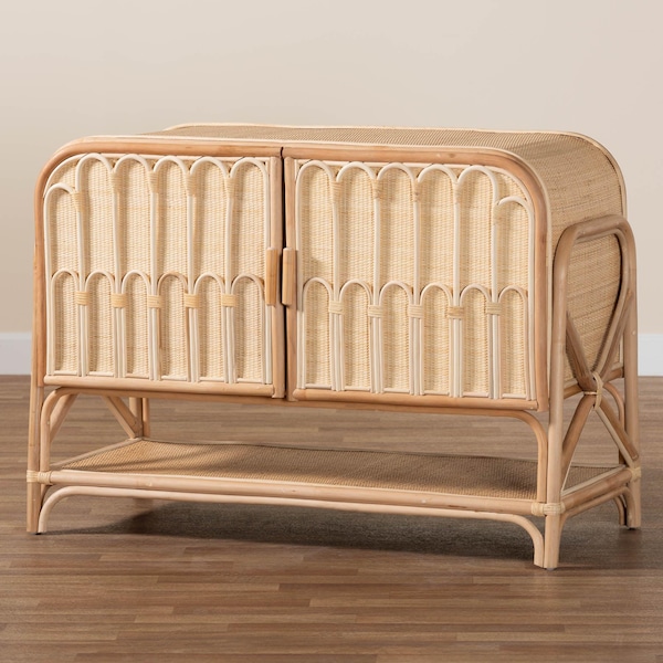Bali & Pari Gitano Bohemian Natural Rattan 2-Door Storage Cabinet - 244-13708-ZORO