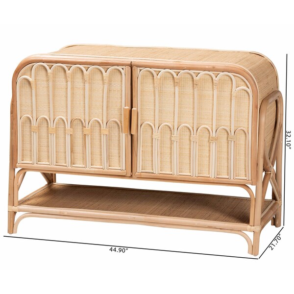 Bali & Pari Gitano Bohemian Natural Rattan 2-Door Storage Cabinet - 244-13708-ZORO