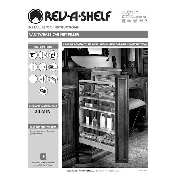 Rev-A-Shelf Maple Veneer, Light Brown, 9 in W, 30 in H, 23 in D, 23 in L, Light Brown - 432-BFSC-9C