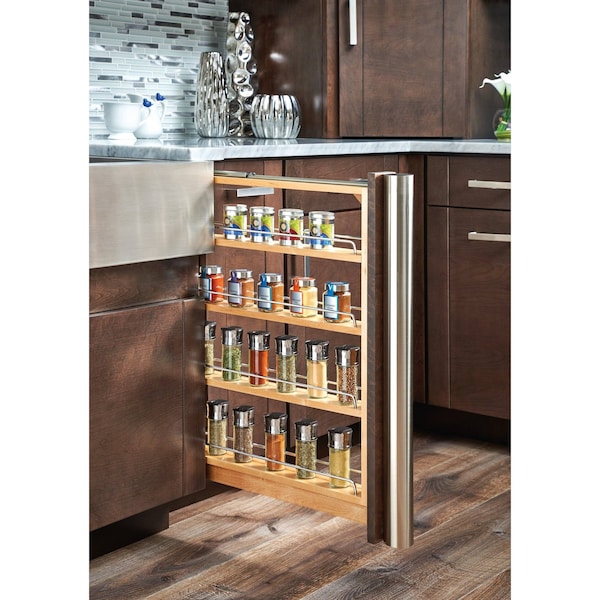 Rev-A-Shelf Maple Veneer, Light Brown, 9 in W, 30 in H, 23 in D, 23 in L, Light Brown - 432-BFSC-9C