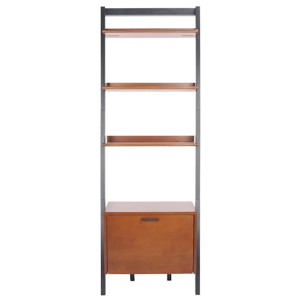 Safavieh Lavina 3 Shelf 1 Door Etagere, Honey Brown & Charcoal - ETG9404C