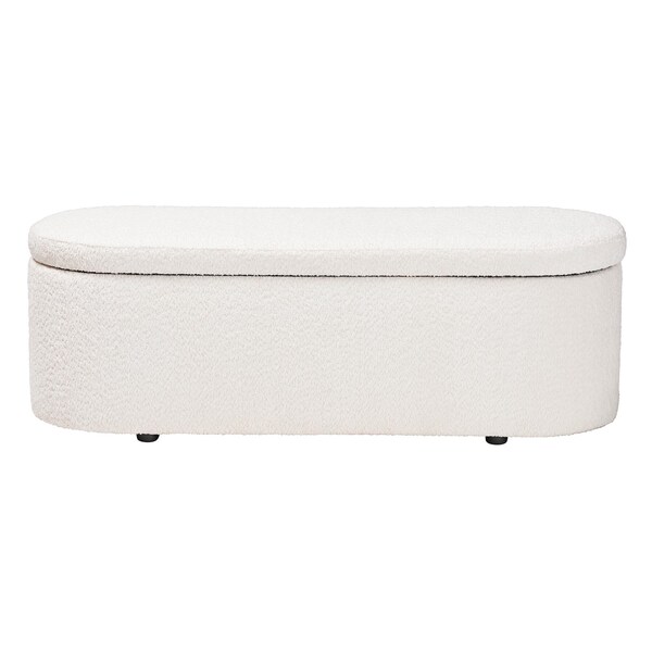 Baxton Studio Lavina Modern White Teddy-Bear Fabric Storage Bench - 244-13652-ZORO