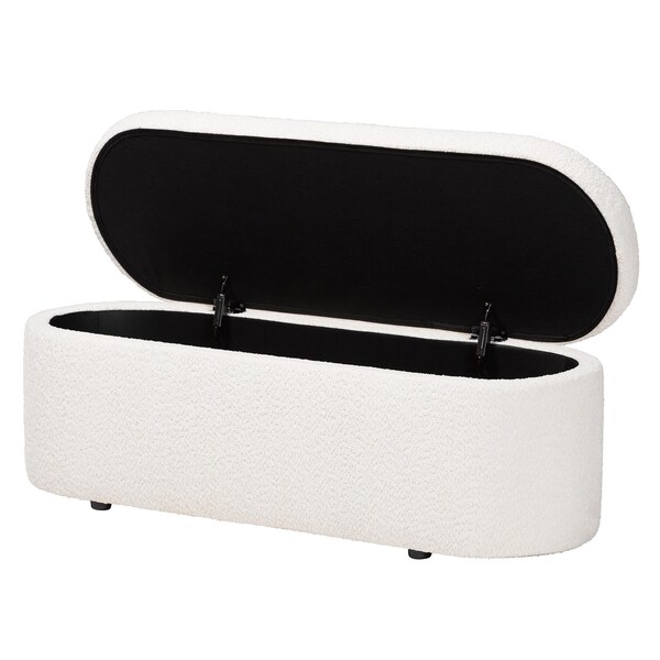 Baxton Studio Lavina Modern White Teddy-Bear Fabric Storage Bench - 244-13652-ZORO