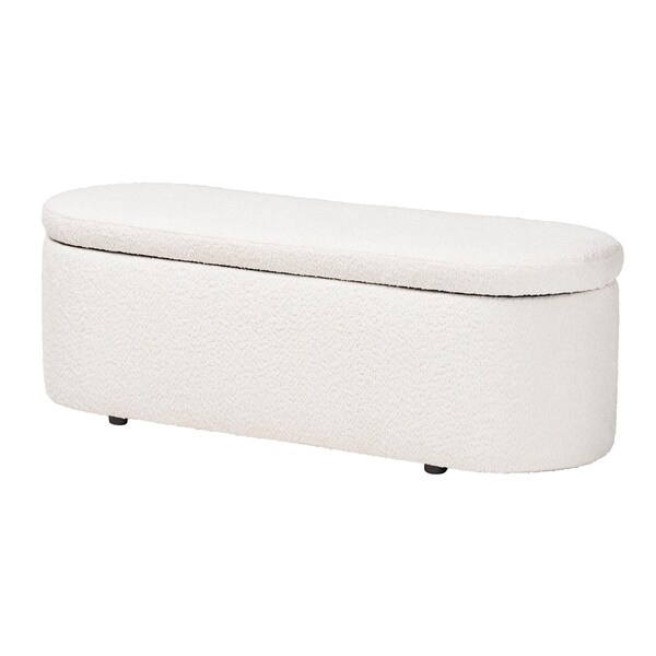 Baxton Studio Lavina Modern White Teddy-Bear Fabric Storage Bench - 244-13652-ZORO