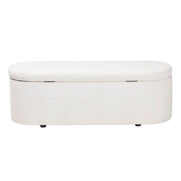 Baxton Studio Lavina Modern White Teddy-Bear Fabric Storage Bench - 244-13652-ZORO
