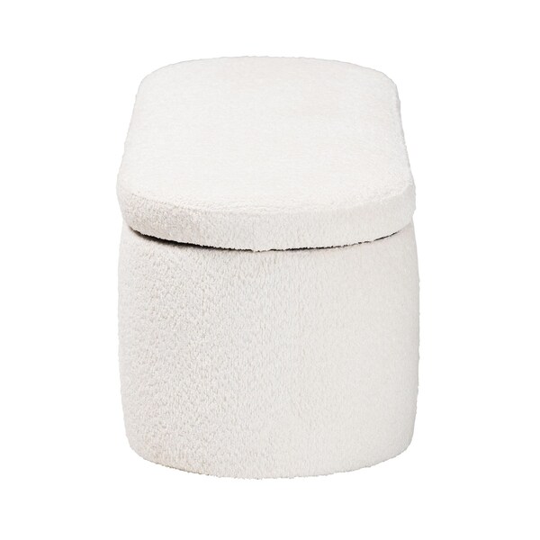 Baxton Studio Lavina Modern White Teddy-Bear Fabric Storage Bench - 244-13652-ZORO