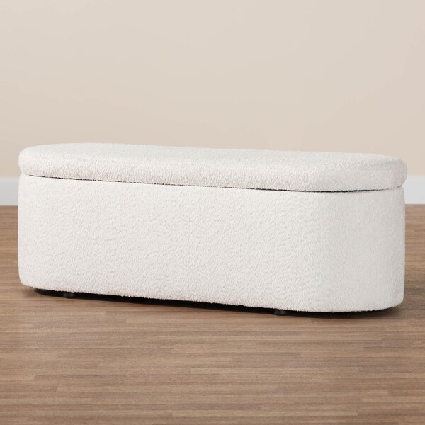 Baxton Studio Lavina Modern White Teddy-Bear Fabric Storage Bench - 244-13652-ZORO