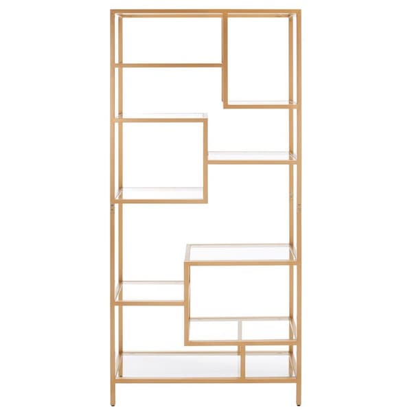 Safavieh 32 x 12 x 72 in. Ramie 10 Shelf Etagere - Gold & Clear - ETG6404A