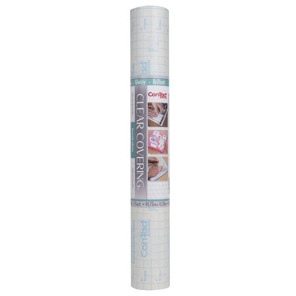 Con-Tact Brand Clear Cover Adhesive Covering, Clear, 18'' x 50 ft., Glossy - 50F-C9AD76-06