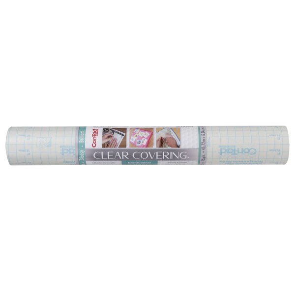Con-Tact Brand Clear Cover Adhesive Covering, Clear, 18'' x 50 ft., Glossy - 50F-C9AD76-06
